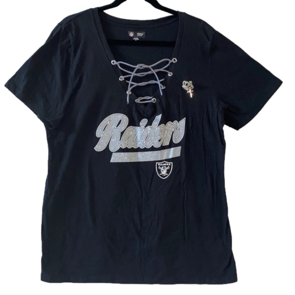 NFL Team Apparel Raiders Glitter Logo T-Shirt